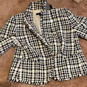 Ann Taylor Monochrome Checkered Blazer